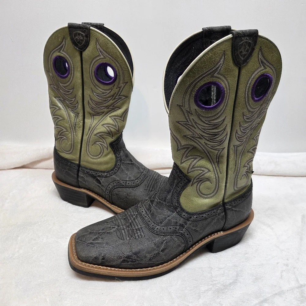 Ariat 10011808 Heritage Roughstock Western Leather Cowboy Mens Boots Size 9 - Picture 1 of 14